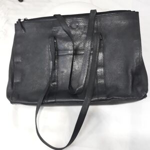 Genuine Leather Tote Bag  With Two Compartments And Pockets
